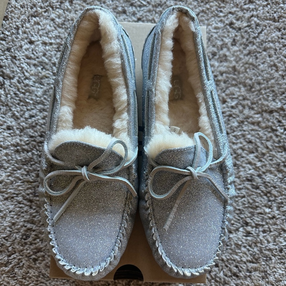 UGG Women's Glittering Silver Moccasins